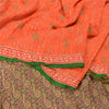 Sanskriti Vintage Orange/Green Sarees Pure Silk Woven Banarasi Zari Sari Sustainable Fabric