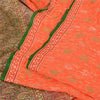 Sanskriti Vintage Orange/Green Sarees Pure Silk Woven Banarasi Zari Sari Sustainable Fabric