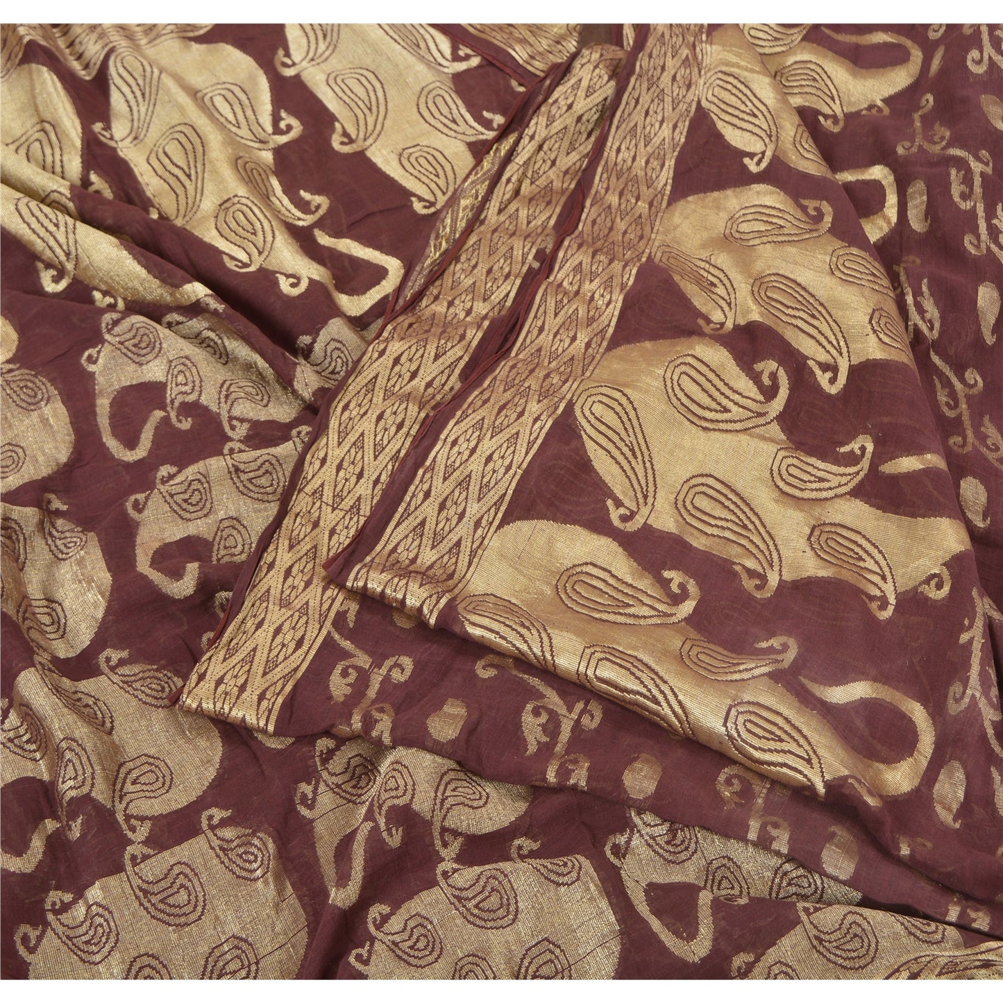 Sanskriti Vintage Purple Indian Sarees 100% Pure Cotton Woven Sari Craft Sustainable Fabric