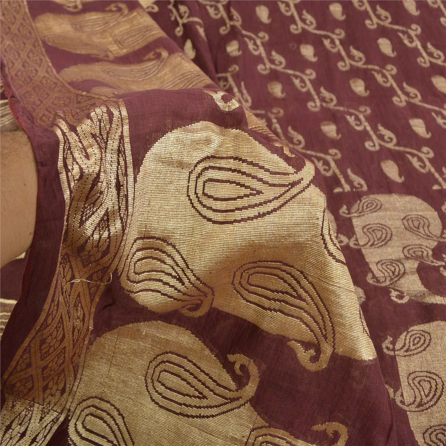 Sanskriti Vintage Purple Indian Sarees 100% Pure Cotton Woven Sari Craft Sustainable Fabric