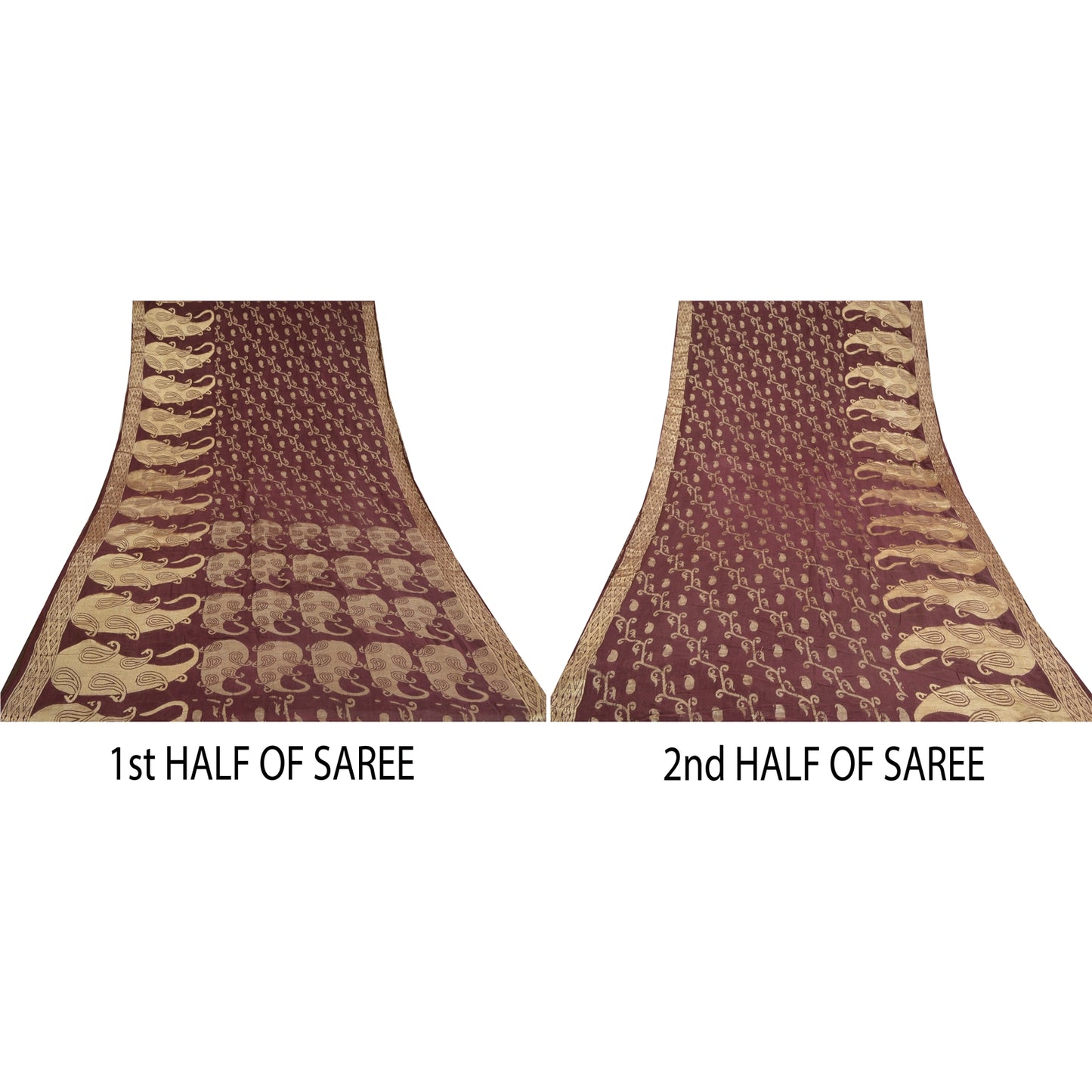 Sanskriti Vintage Purple Indian Sarees 100% Pure Cotton Woven Sari Craft Sustainable Fabric