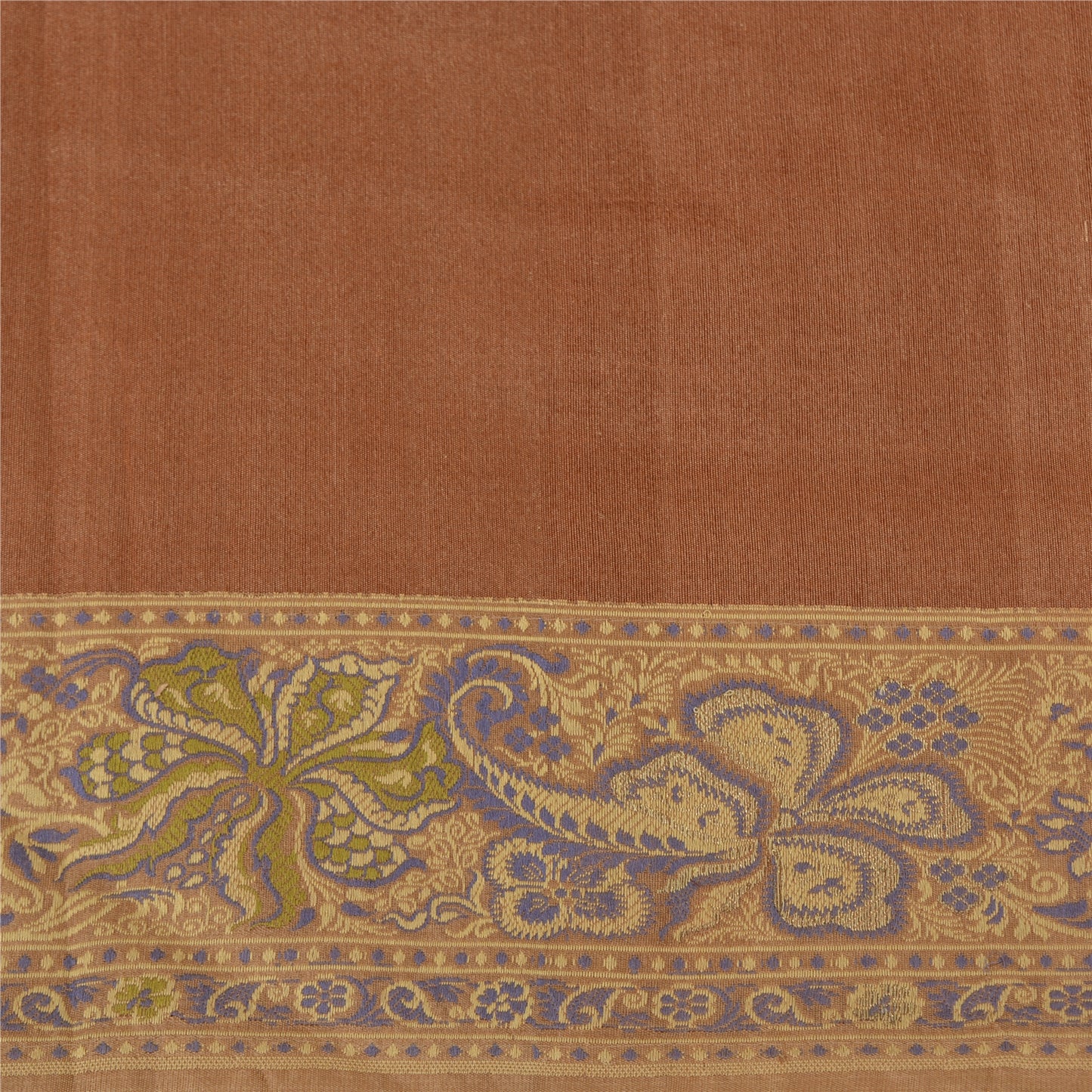 Sanskriti Vintage Brown Indian Sarees 100% Pure Silk Woven Premium Sari Sustainable Fabric