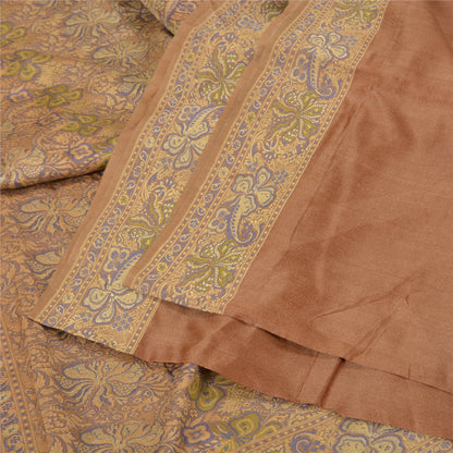 Sanskriti Vintage Brown Indian Sarees 100% Pure Silk Woven Premium Sari Sustainable Fabric