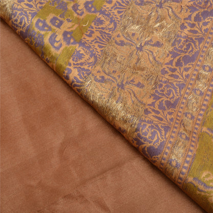 Sanskriti Vintage Brown Indian Sarees 100% Pure Silk Woven Premium Sari Sustainable Fabric