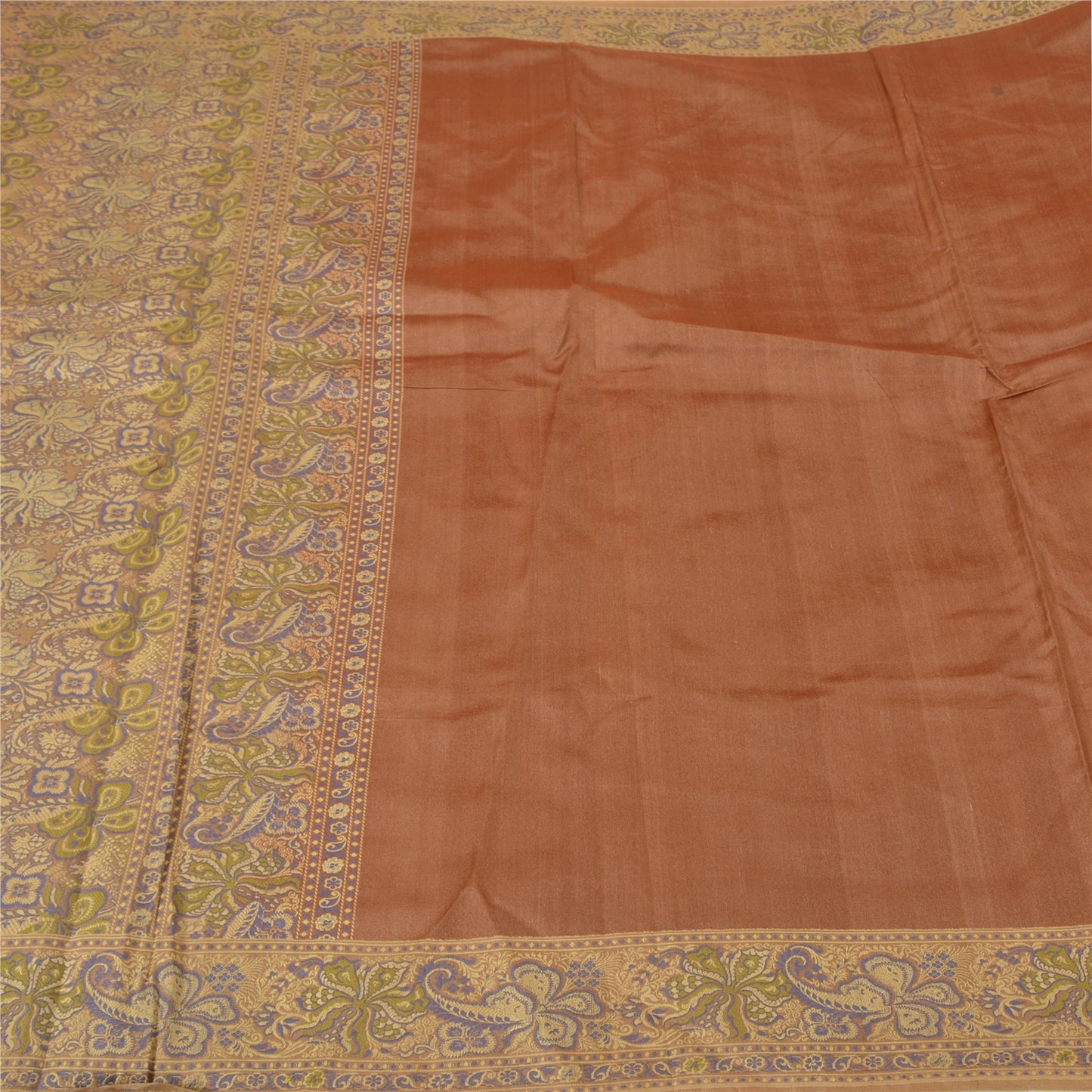 Sanskriti Vintage Brown Indian Sarees 100% Pure Silk Woven Premium Sari Sustainable Fabric
