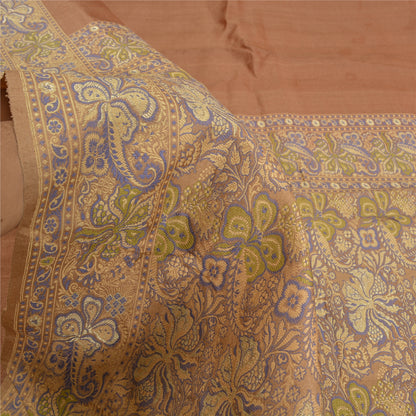Sanskriti Vintage Brown Indian Sarees 100% Pure Silk Woven Premium Sari Sustainable Fabric