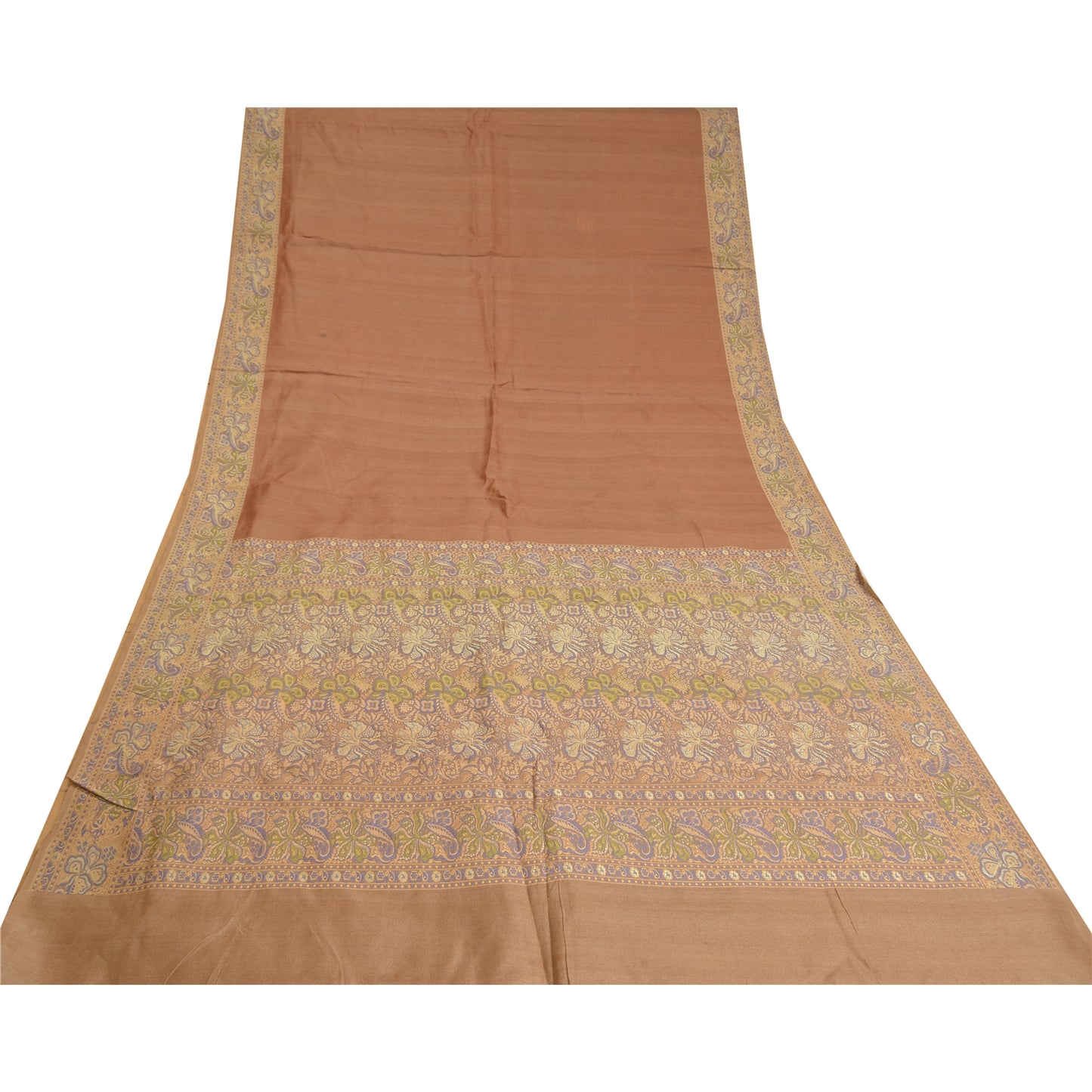 Sanskriti Vintage Brown Indian Sarees 100% Pure Silk Woven Premium Sari Sustainable Fabric