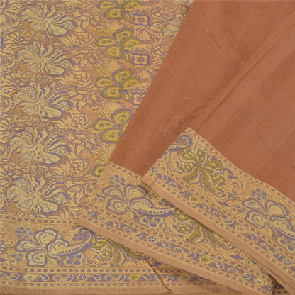 Sanskriti Vintage Brown Indian Sarees 100% Pure Silk Woven Premium Sari Sustainable Fabric