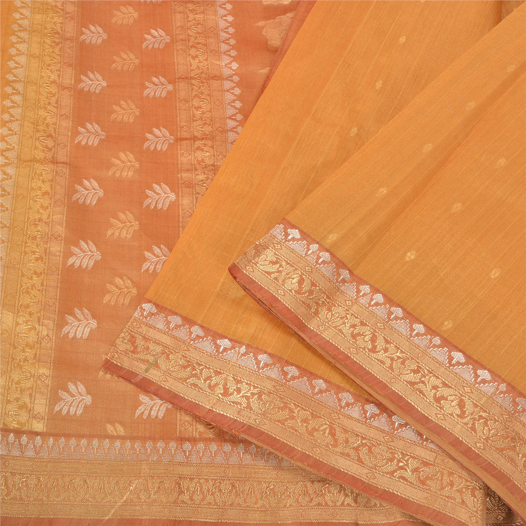 Sanskriti Vintage Caramel Sarees Pure Organza Silk Woven Premium Sari Fabric