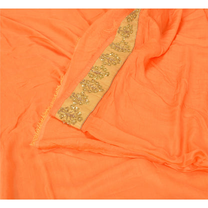 Sanskriti Vintage Safran Sarees Bomuld Silke Håndperlet Sari Håndværk Bæredygtigt Stof
