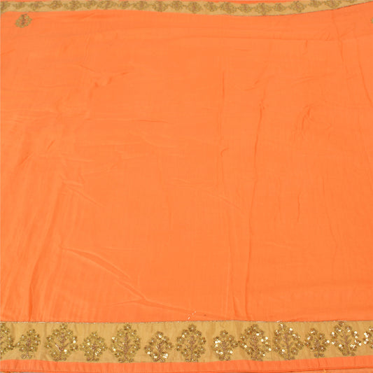 Санскритские винтажные шафрановые сари из хлопка и шелка, расшитые вручную бисером, сари из экологически чистой ткани