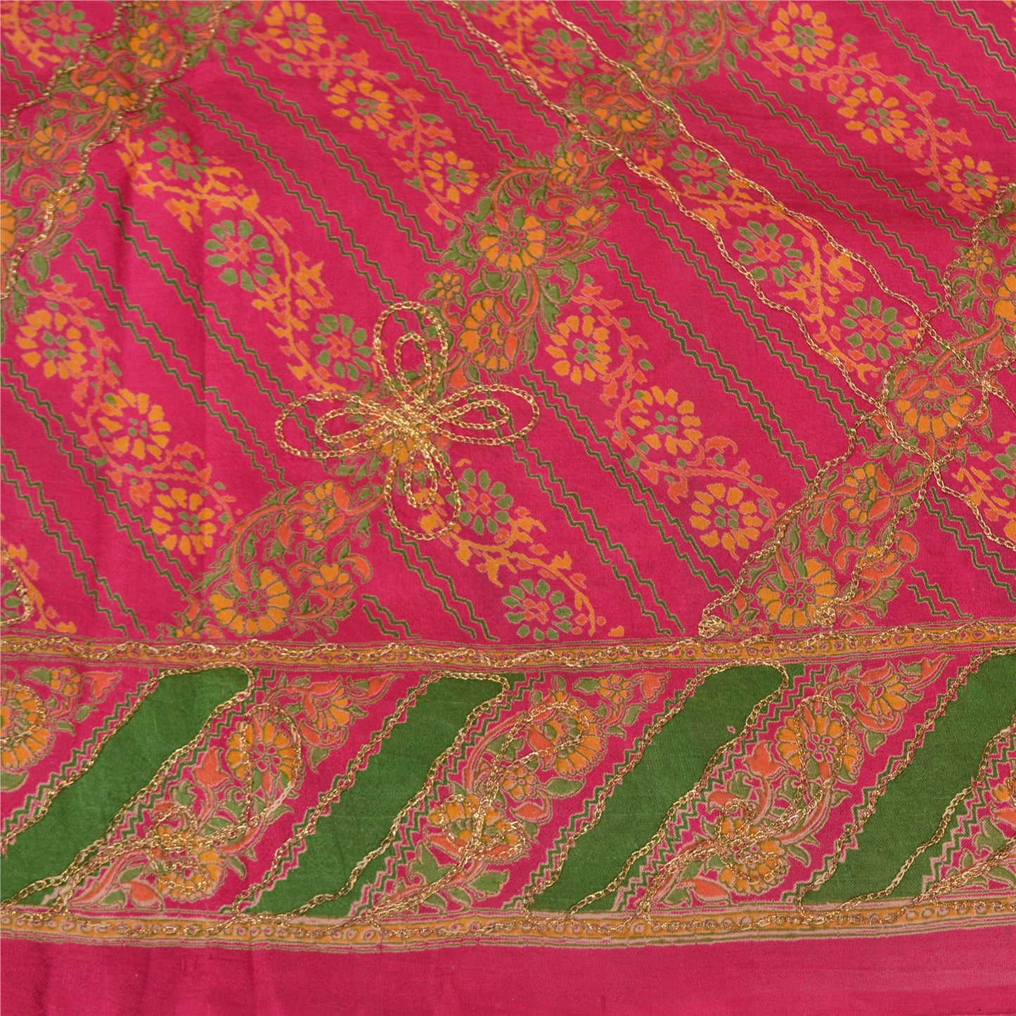 Sanskriti Vintage Pink Sarees 100% Pure Silk Hand Embroidered Sari Craft Sustainable Fabric