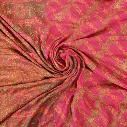 Sanskriti Vintage Pink Sarees 100% Pure Silk Hand Embroidered Sari Craft Sustainable Fabric