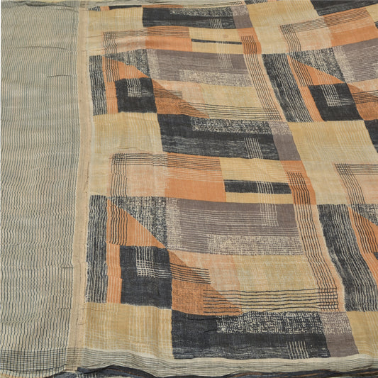 Sanskriti Vintage Multicolor Sarees 100% Pure Silk Printed Sari Craft Sustainable Fabric