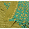 Sanskriti Vintage Green/Blue Indian Sarees 100% Pure Silk Printed Sari Sustainable Fabric