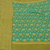 Sanskriti Vintage Green/Blue Indian Sarees 100% Pure Silk Printed Sari Sustainable Fabric