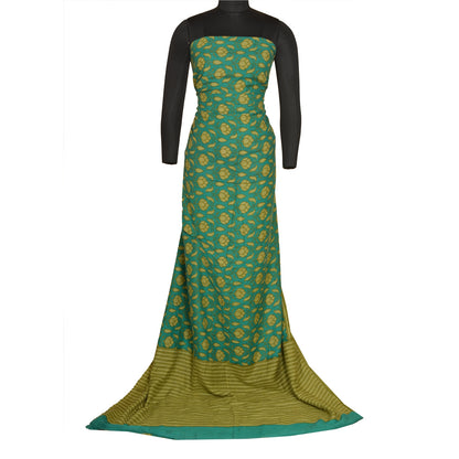 Sanskriti Vintage Green/Blue Indian Sarees 100% Pure Silk Printed Sari Sustainable Fabric