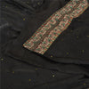 Sanskriti Vintage Black Sarees Pure Satin Silk Hand Beaded Cultural Sari Sustainable Fabric