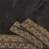 Sanskriti Vintage Black Sarees Pure Satin Silk Hand Beaded Cultural Sari Sustainable Fabric