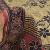 Sanskriti Vintage Dark Red/Beige Sarees Pure Silk Sari Hand Beaded Kantha Sustainable Fabric