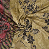 Sanskriti Vintage Dark Red/Beige Sarees Pure Silk Sari Hand Beaded Kantha Sustainable Fabric