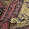 Sanskriti Vintage Dark Red/Beige Sarees Pure Silk Sari Hand Beaded Kantha Sustainable Fabric