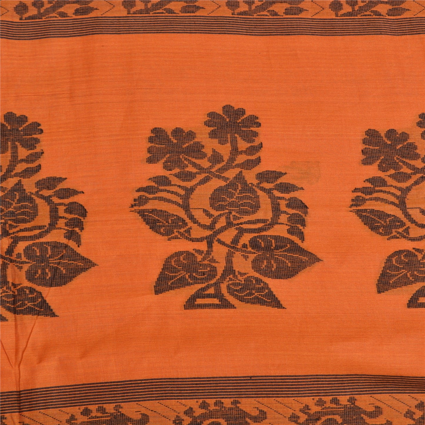 Sanskriti Vintage Orange Indian Sarees 100% Pure Silk Woven Sari 5 YD Sustainable Fabric