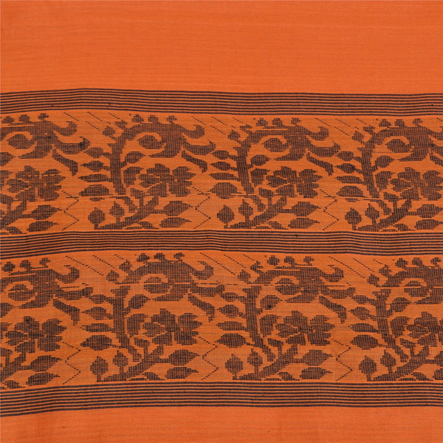 Sanskriti Vintage Orange Indian Sarees 100% Pure Silk Woven Sari 5 YD Sustainable Fabric