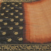 Sanskriti Vintage Golden/Black Sarees Pure Silk Hand Beaded Premium Sari Sustainable Fabric