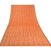 Sanskriti Vintage Orange Indian Sarees 100% Pure Silk Woven Sari 5 YD Sustainable Fabric