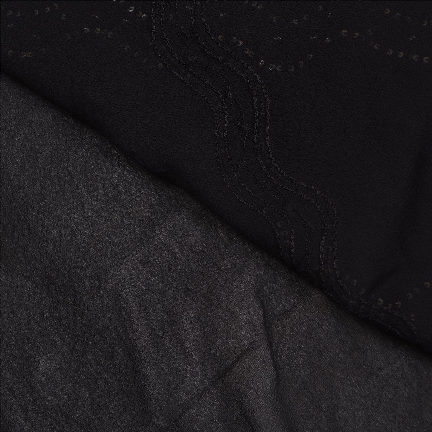 Sanskriti Vintage Bollywood Sarees Pure Georgette Black Hand Beaded Sari Sustainable Fabric