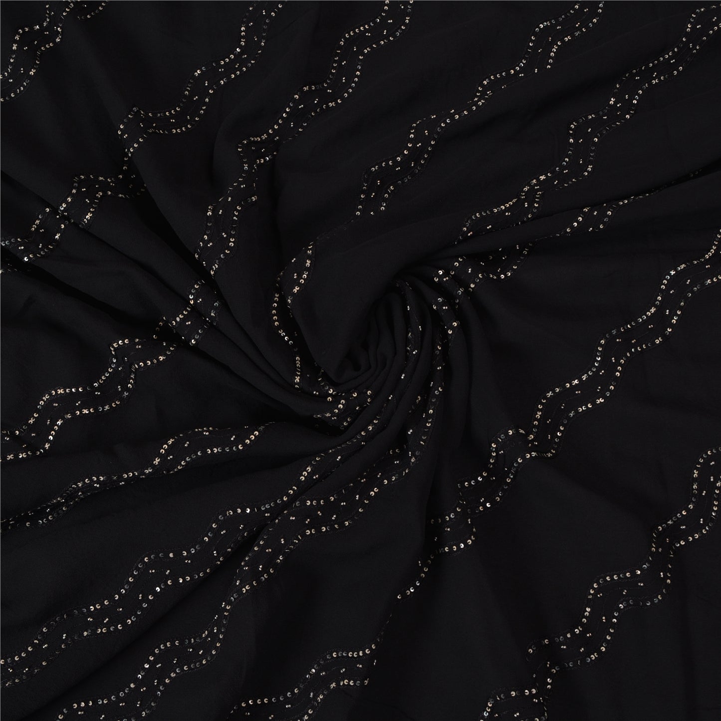 Sanskriti Vintage Bollywood Sarees Pure Georgette Black Hand Beaded Sari Sustainable Fabric
