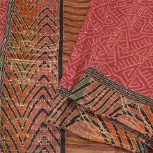 Load image into Gallery viewer, Sanskriti Vintage Pink Sarees Pure Silk Hand Beaded Kantha Sari Craft Fabric

