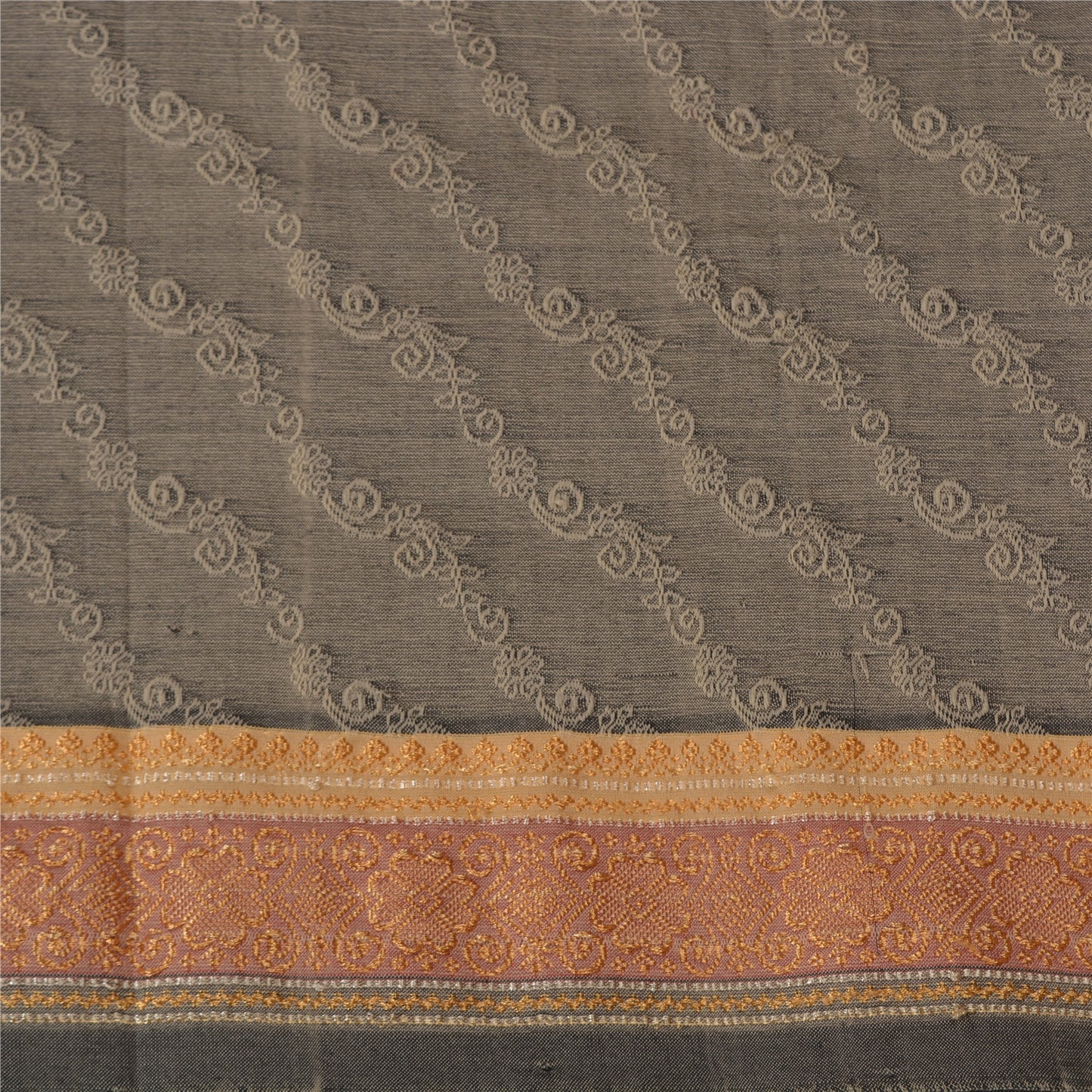 Sanskriti Vintage Black/Grey Sarees Blend Silk Woven Premium Sari Craft Sustainable Fabric