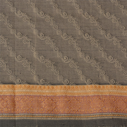 Sanskriti Vintage Black/Grey Sarees Blend Silk Woven Premium Sari Craft Sustainable Fabric