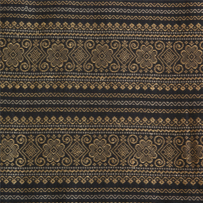 Sanskriti Vintage Black/Grey Sarees Blend Silk Woven Premium Sari Craft Sustainable Fabric