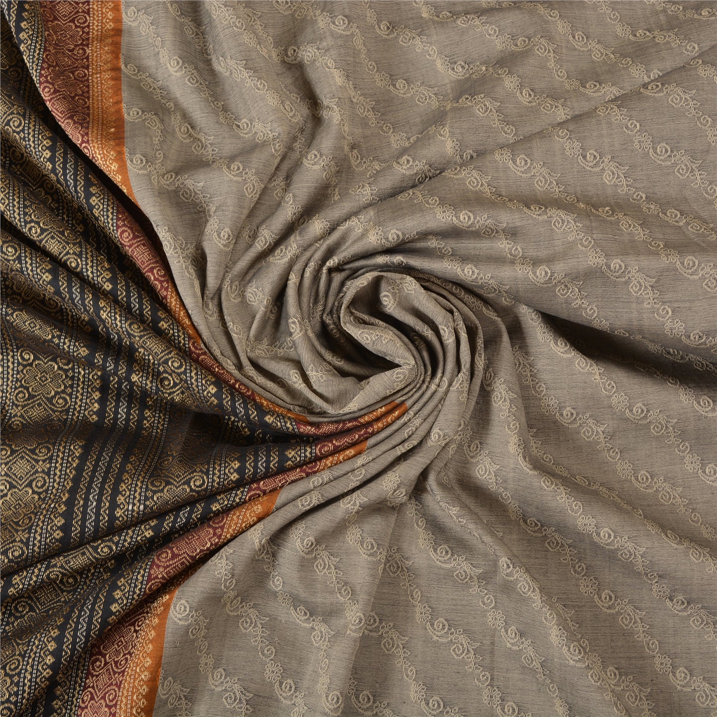 Sanskriti Vintage Black/Grey Sarees Blend Silk Woven Premium Sari Craft Sustainable Fabric