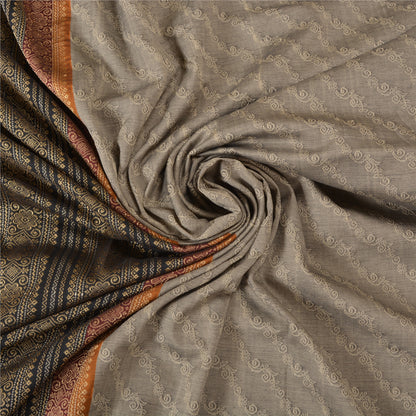 Sanskriti Vintage Black/Grey Sarees Blend Silk Woven Premium Sari Craft Sustainable Fabric