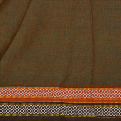 Сари Sanskriti Vintage Green/Red из чистого хлопка, ткань Ilkal Premium Sari, устойчивая ткань