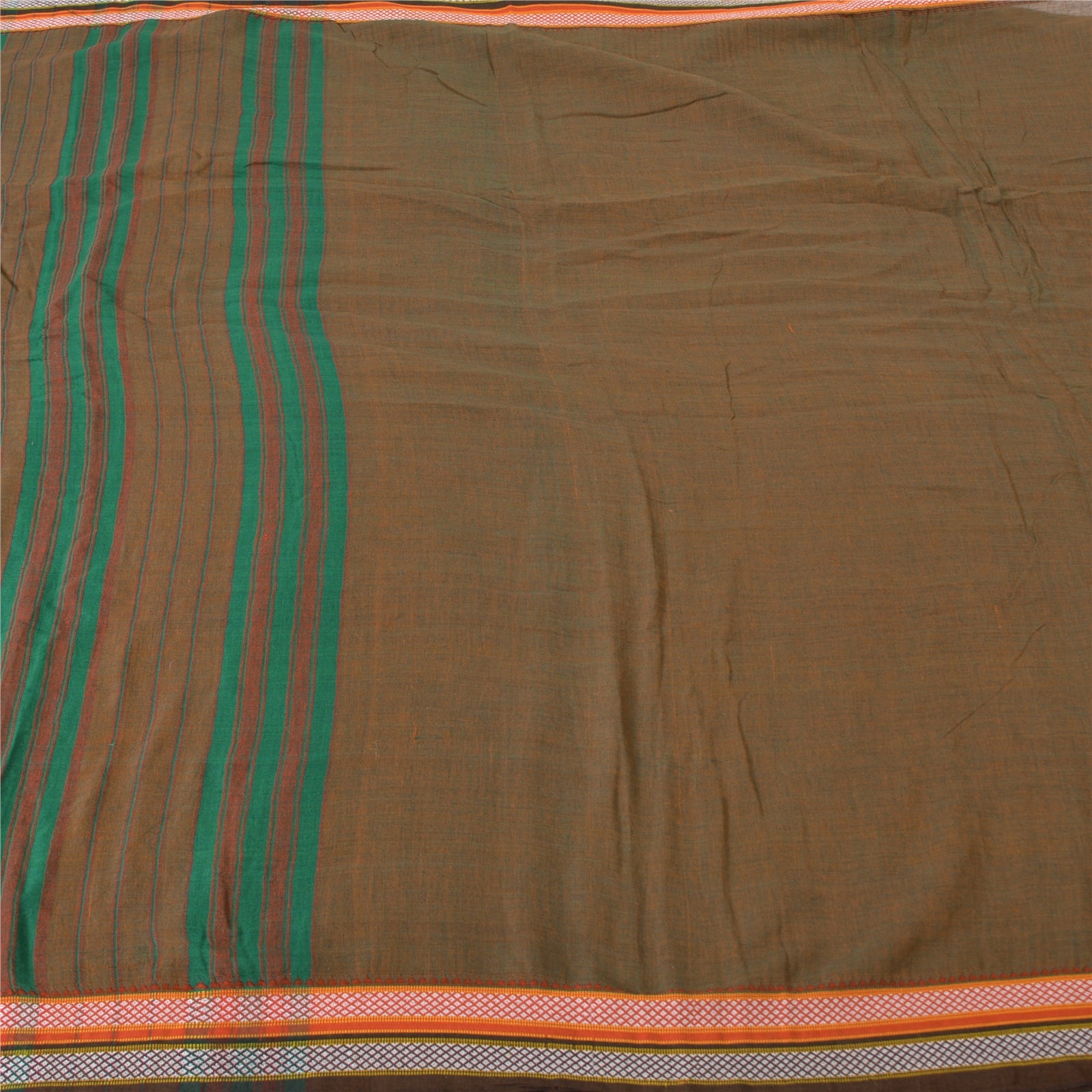 Sanskriti Vintage Green/Red Sarees Pure Cotton Woven Ilkal Premium Sari Sustainable Fabric