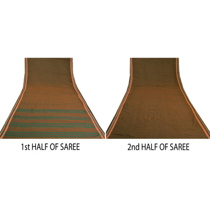 Сари Sanskriti Vintage Green/Red из чистого хлопка, ткань Ilkal Premium Sari, устойчивая ткань