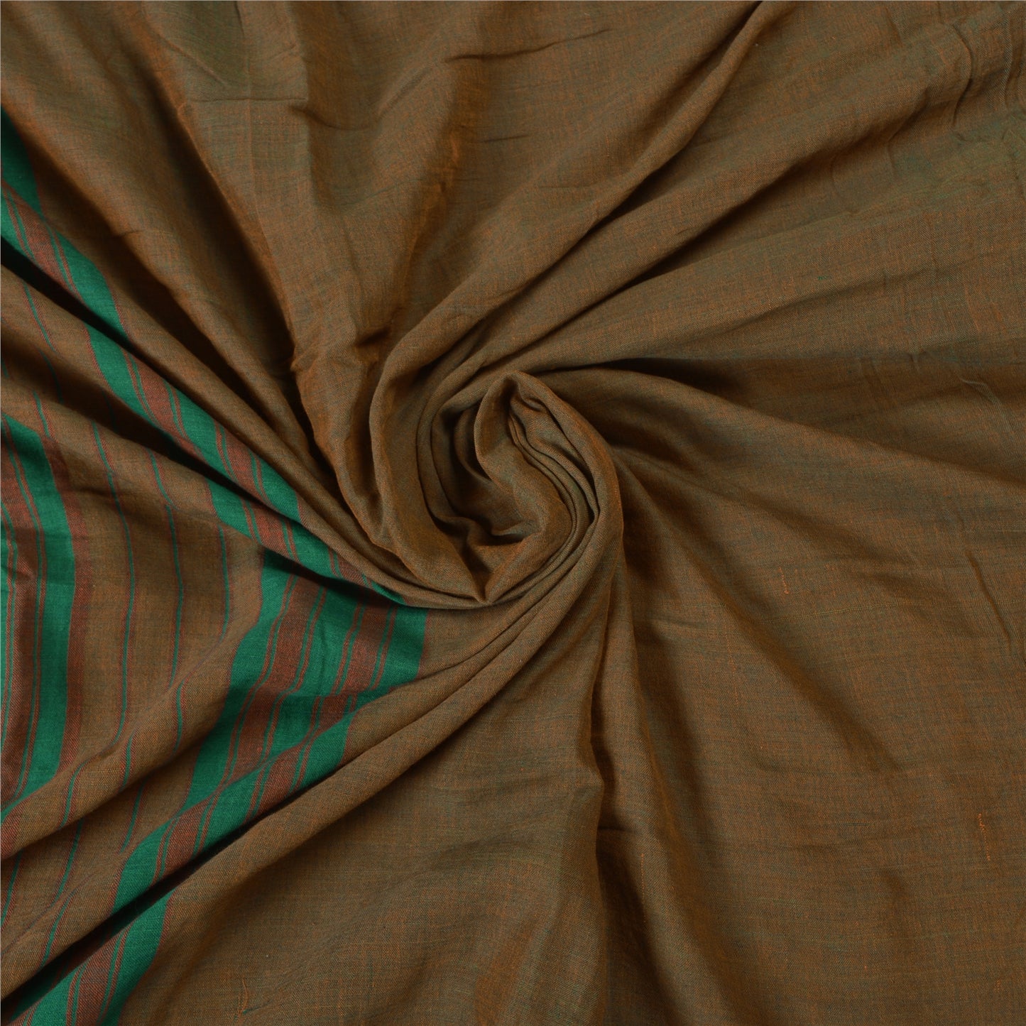 Сари Sanskriti Vintage Green/Red из чистого хлопка, ткань Ilkal Premium Sari, устойчивая ткань