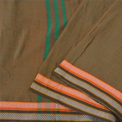 Сари Sanskriti Vintage Green/Red из чистого хлопка, ткань Ilkal Premium Sari, устойчивая ткань