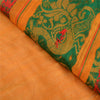 Sanskriti Vintage Saffron Indian Sarees Cotton Silk Woven Sari Craft Sustainable Fabric