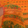 Sanskriti Vintage Saffron Indian Sarees Cotton Silk Woven Sari Craft Sustainable Fabric