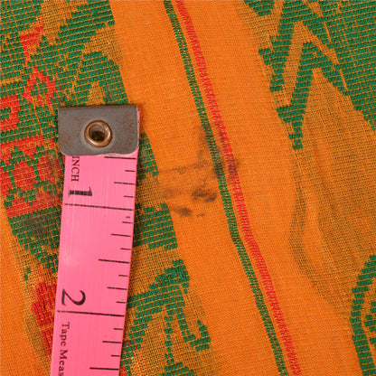 Sanskriti Vintage Saffron Indian Sarees Cotton Silk Woven Sari Craft Sustainable Fabric