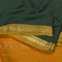 Load image into Gallery viewer, Sanskriti Vintage Saffron/Green Sarees Cotton Silk Woven Brocade Sari Fabric
