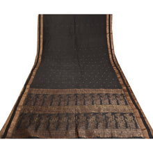 Load image into Gallery viewer, Sanskriti Vintage Black Sarees Pure Silk Woven Brocade/Banarasi Sari Fabric

