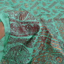 Load image into Gallery viewer, Sanskriti Vintage Sea Green Sarees 100% Pure Silk Hand-Painted Sari Craft Fabric
