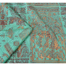 Load image into Gallery viewer, Sanskriti Vintage Sea Green Sarees 100% Pure Silk Hand-Painted Sari Craft Fabric
